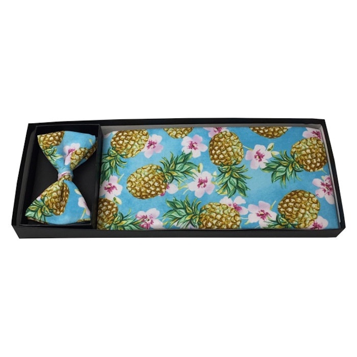 Pineapple Paradise Pleated Bow Tie and Cummerbund Set